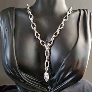 Bridal Prom silver cz sparkling necklace